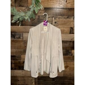 Thread & Supply Faux Suede Open Front Drawstring Jacket, size M